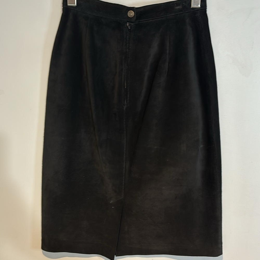 Vintage Harry Rosen black suede pencil skirt size 8 - Picture 3 of 7